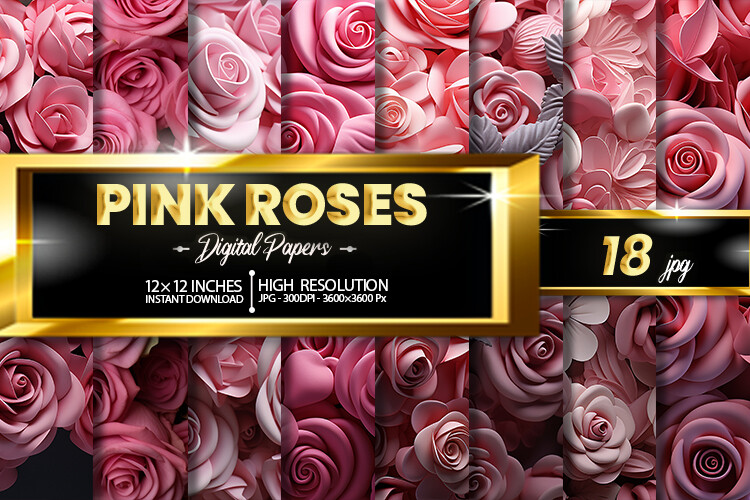 Pink Roses Digital Papers Graphic by Hurairagraphics · Creative Fabrica