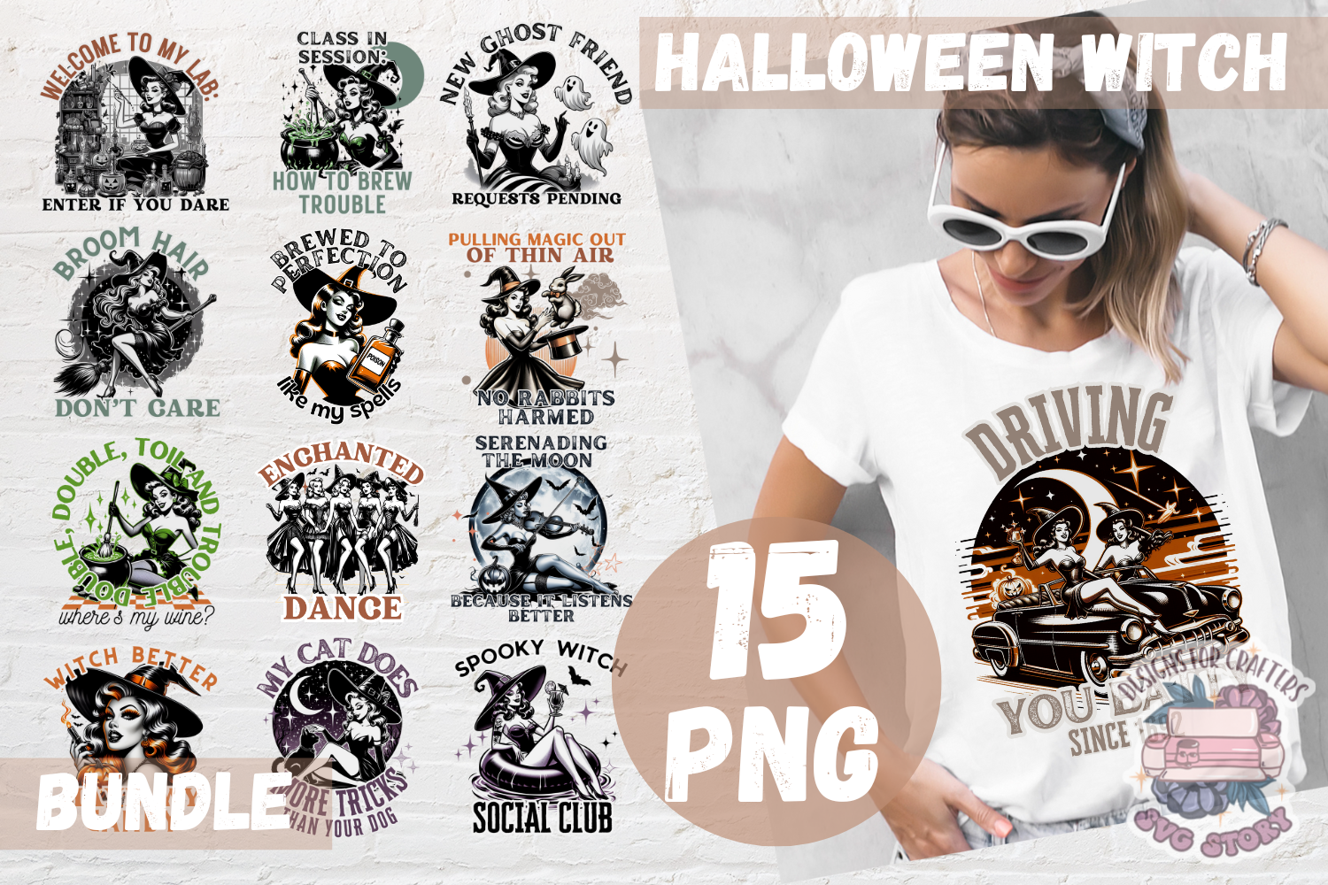 Retro Witch Sublimation Bundle 15 Graphic by SVG Story · Creative Fabrica