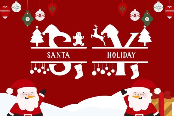 Royal Christmas Monogram Font PNG with transparent background - Preview 3