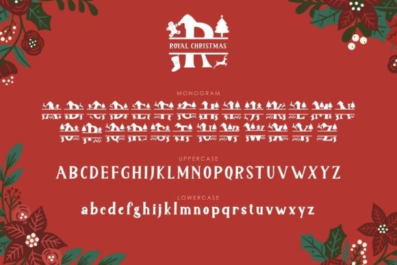 Royal Christmas Monogram Font PNG with transparent background - Preview 4