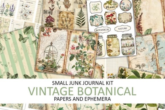 Small Vintage Botanical Junk Journal Kit