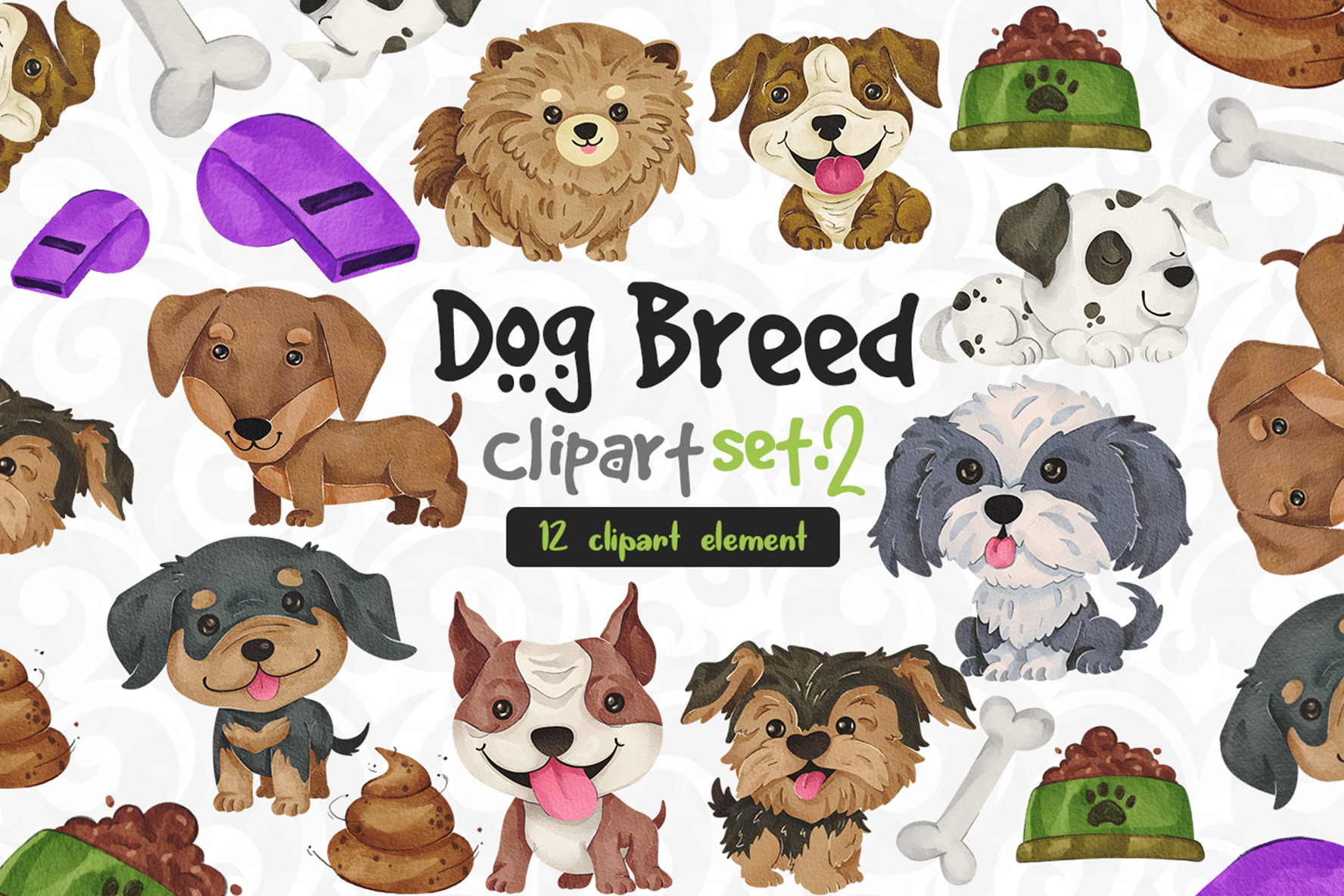 Watercolor Dog Clipart Set 2 Graphic by accaliadigital · Creative Fabrica