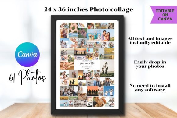24x36 Photo Collage - Canva Template Gráfico Plantillas de collage de fotos y álbumes de recortes Por Adalin Digital
