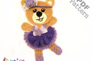 Bear girl crochet applique pattern