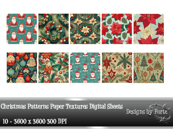 Christmas Patterns Paper Textures Set #2