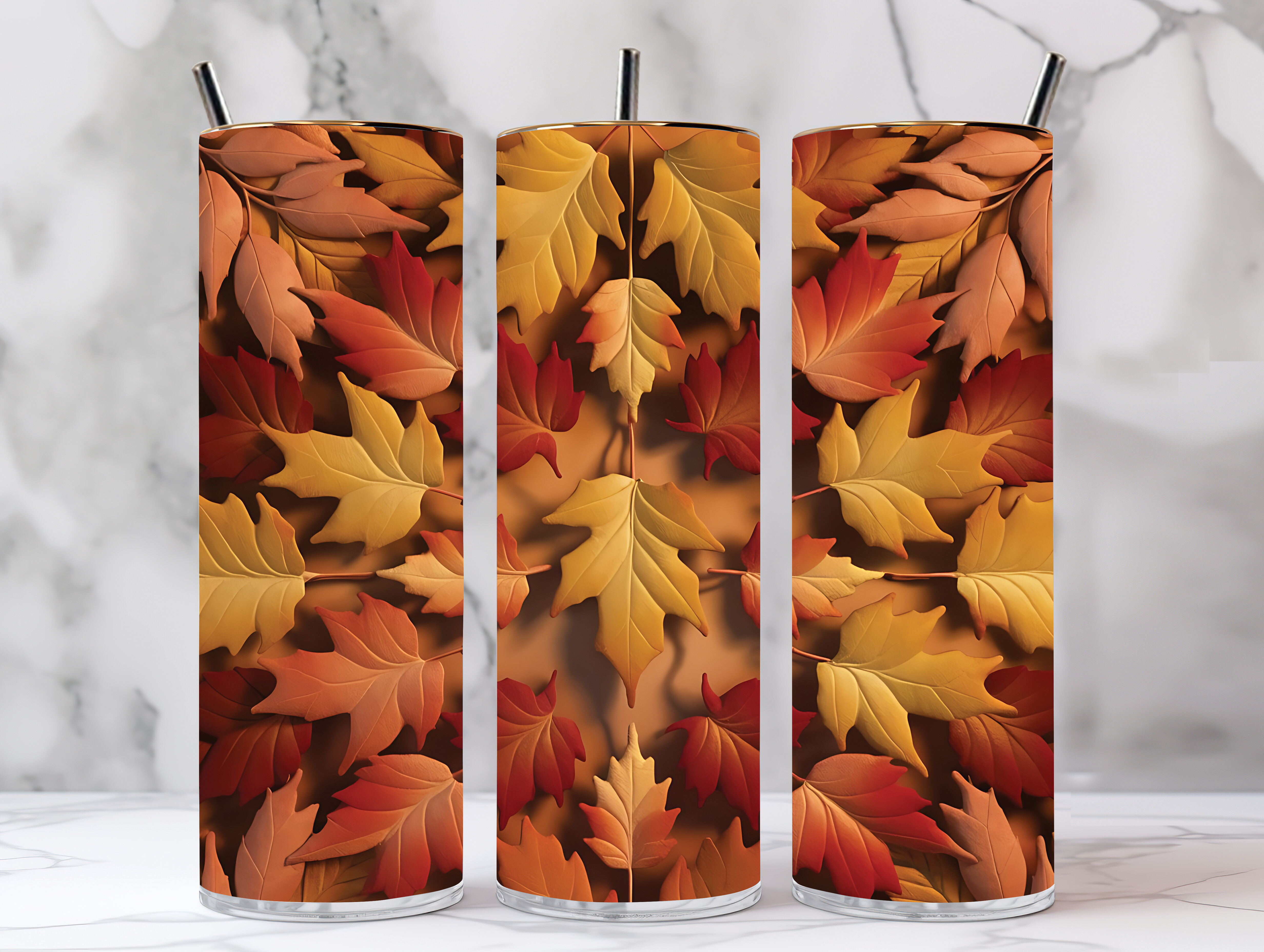 Leaves Pattern for Tumbler Wrap Graphic by Design Soldier · Creative ...