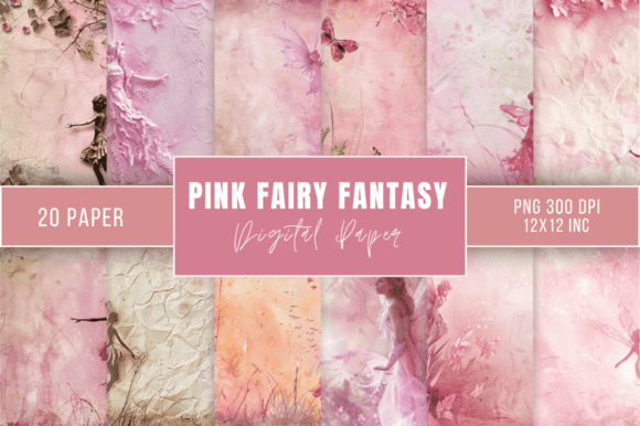 Pink Fairy Fantasy Digital Paper Bundle
