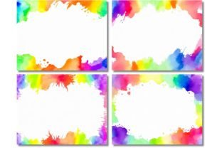 Rainbow Splash Frame Border Backgrounds Graphic by VYCstore · Creative ...