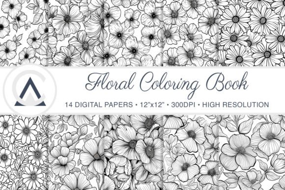Seamless Flower Coloring Book Background