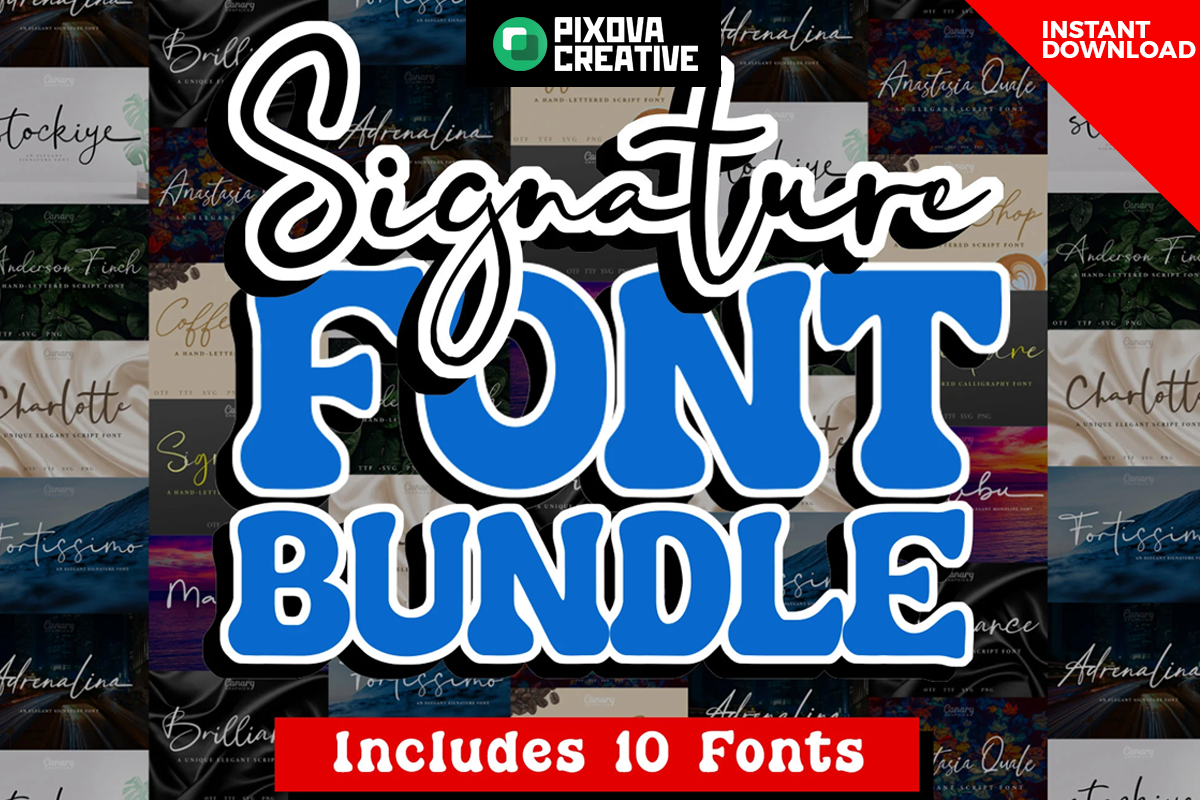 Signature Script Bundle Font by Pixova Creative · Creative Fabrica