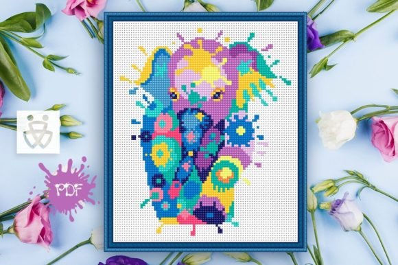 Splash Baby Elephant Cross Stitch Pattern