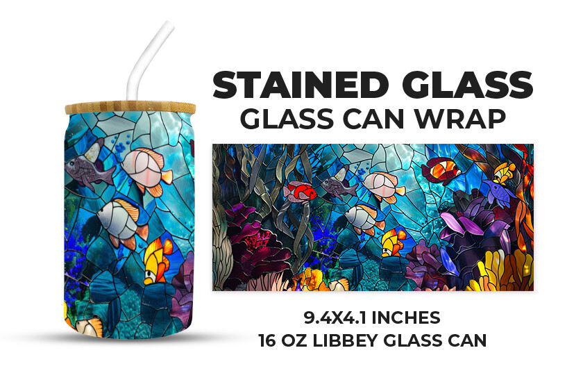 Undersea Stained Glass Glass Can Wrap Graphic by Creative World ...