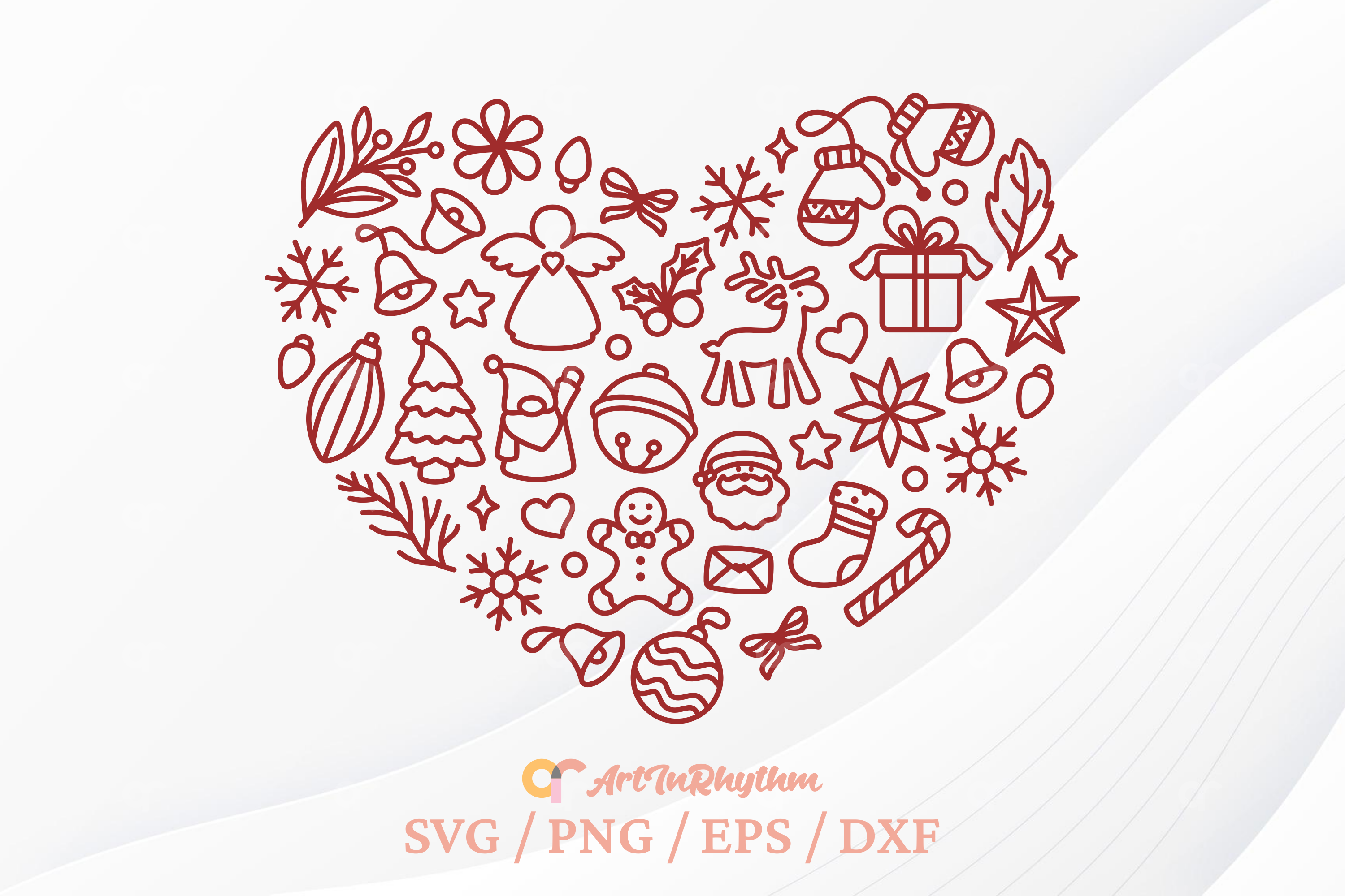 Christmas Heart Svg, Christmas Svg Graphic by artinrhythm · Creative ...