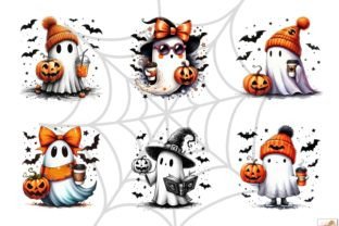 Cute Halloween Clipart Ghost Png Bundle Graphic by Artistic Revolution ...