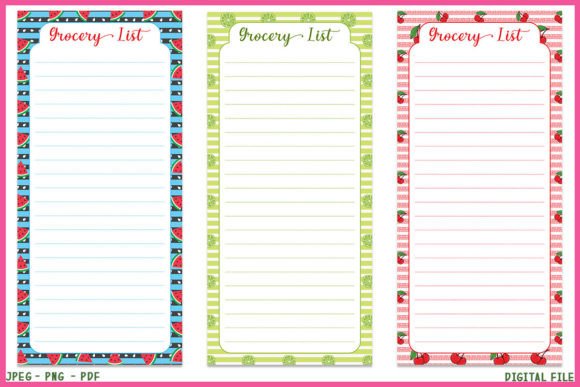 FRUITY GROCERY LIST SET