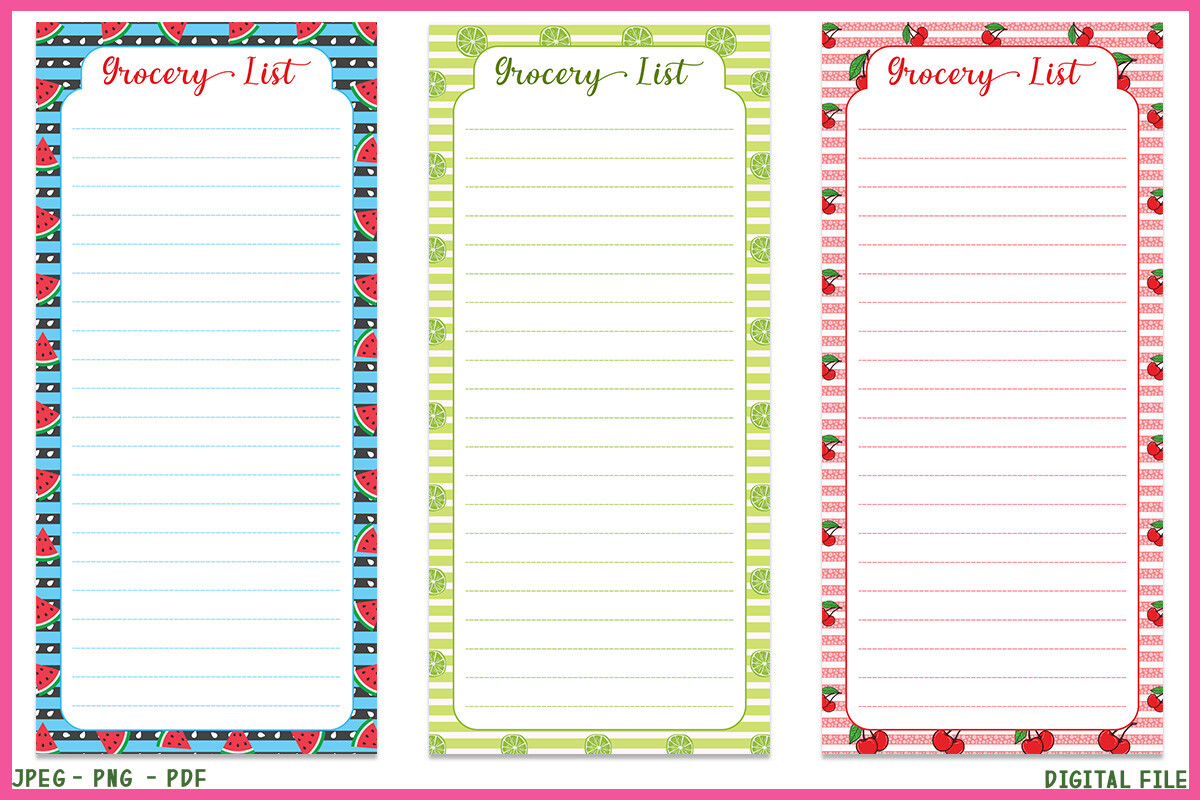 FRUITY GROCERY LIST SET