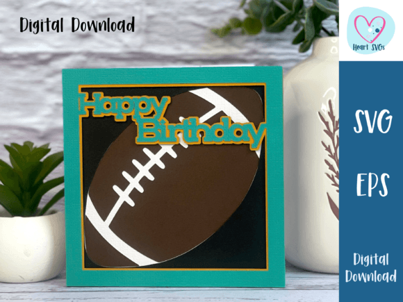 Football Happy Birthday Card SVG