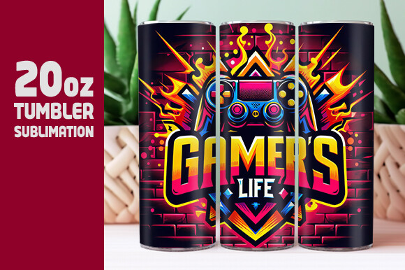 Gamer's Life 20oz Tumbler Wrap Png Graphic by RahatKDP · Creative Fabrica