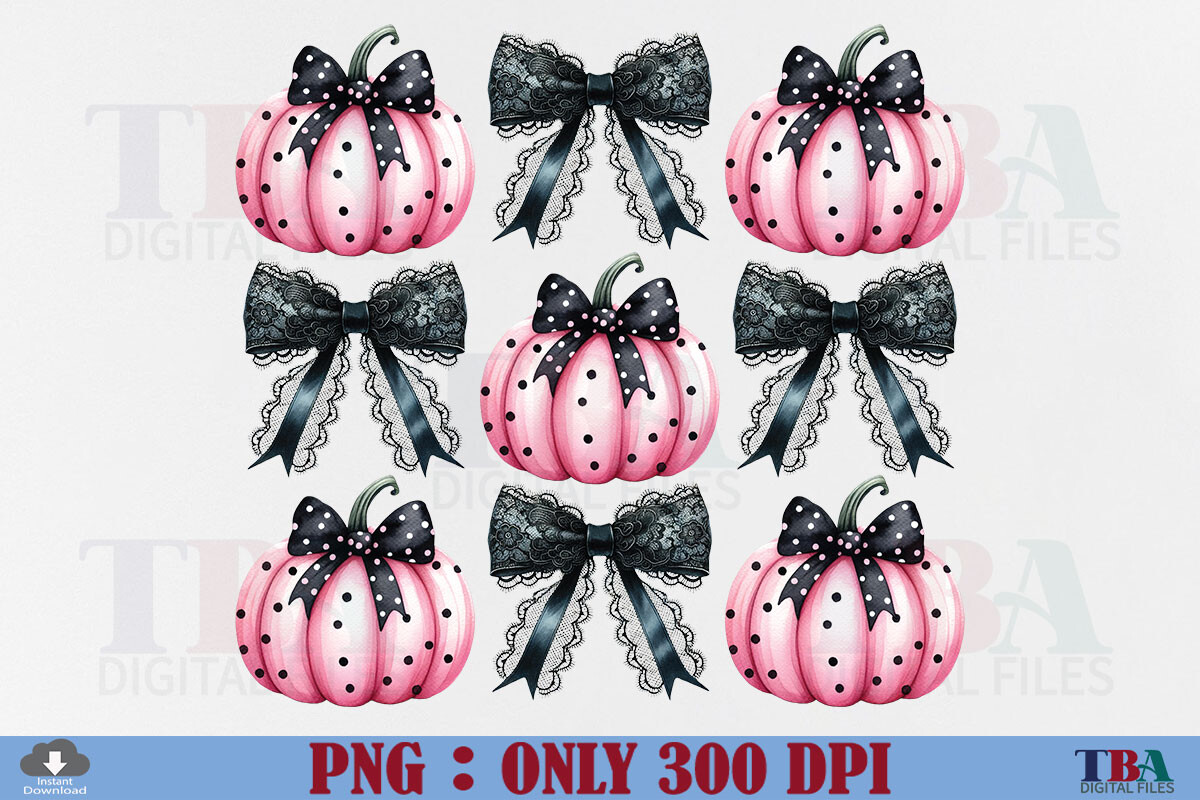 Halloween Coquette Pumpkin Black Bow PNG Graphic by TBA Digital Files ...