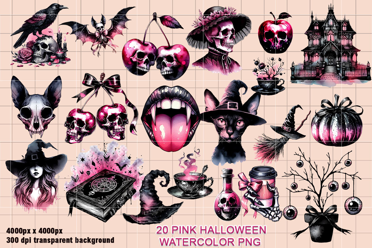 Halloween Watercolor Clipart Graphic by lunarose design · Creative Fabrica