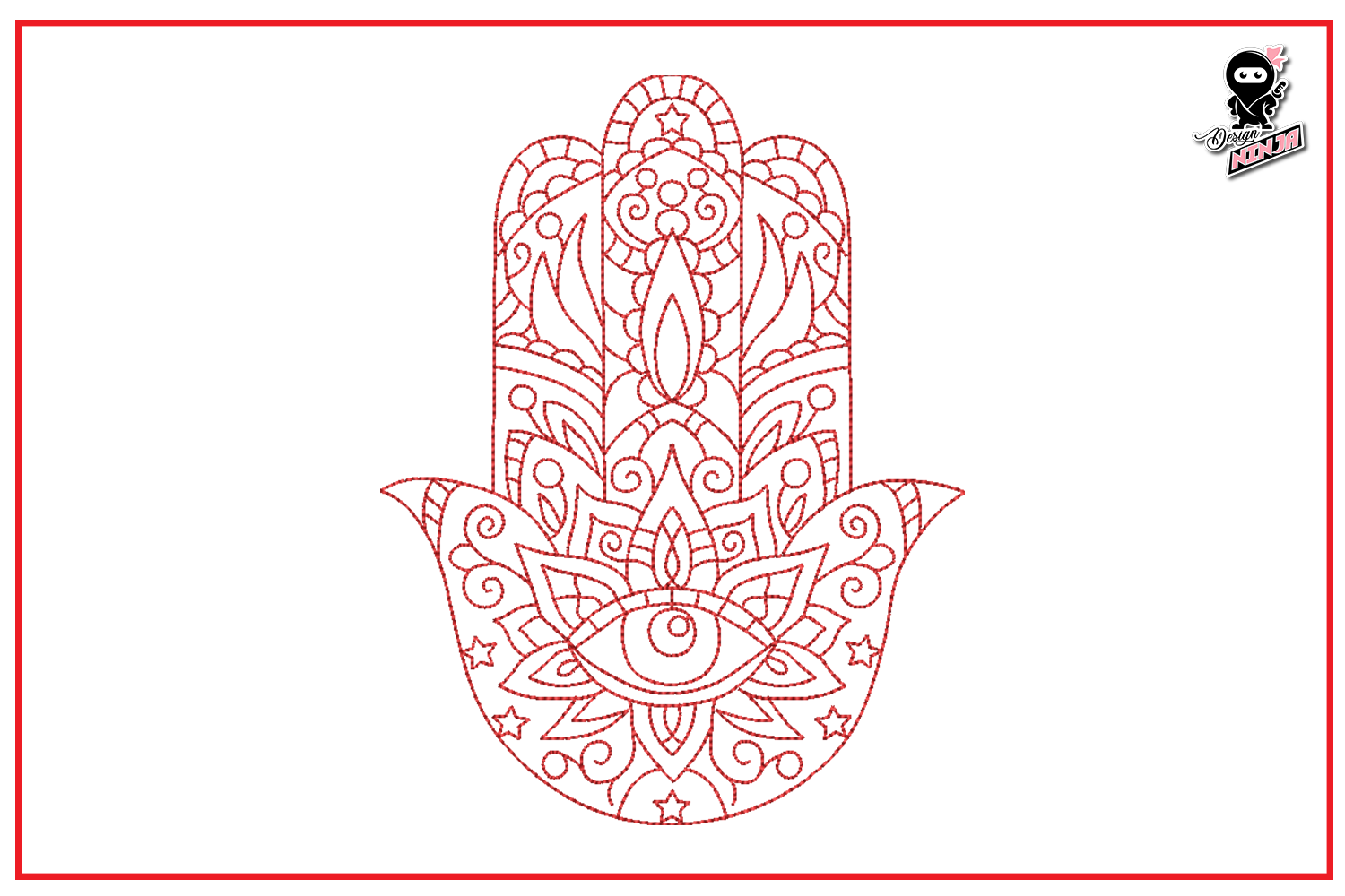 Hamsa Hand Redwork Embroidery