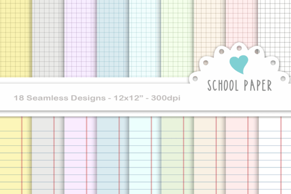 Seamless School Paper Grids and Lines Graphic Modèles de Papier By Lovelytocu