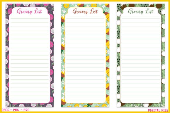 TROPICAL FRUIT GROCERY LIST SET