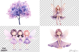 Watercolor Purple Fairy Clipart Png Graphic by Danishgraphics ...