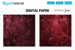 Burgundy Floral Digital Paper Graphic by Regulrcrative · Creative Fabrica