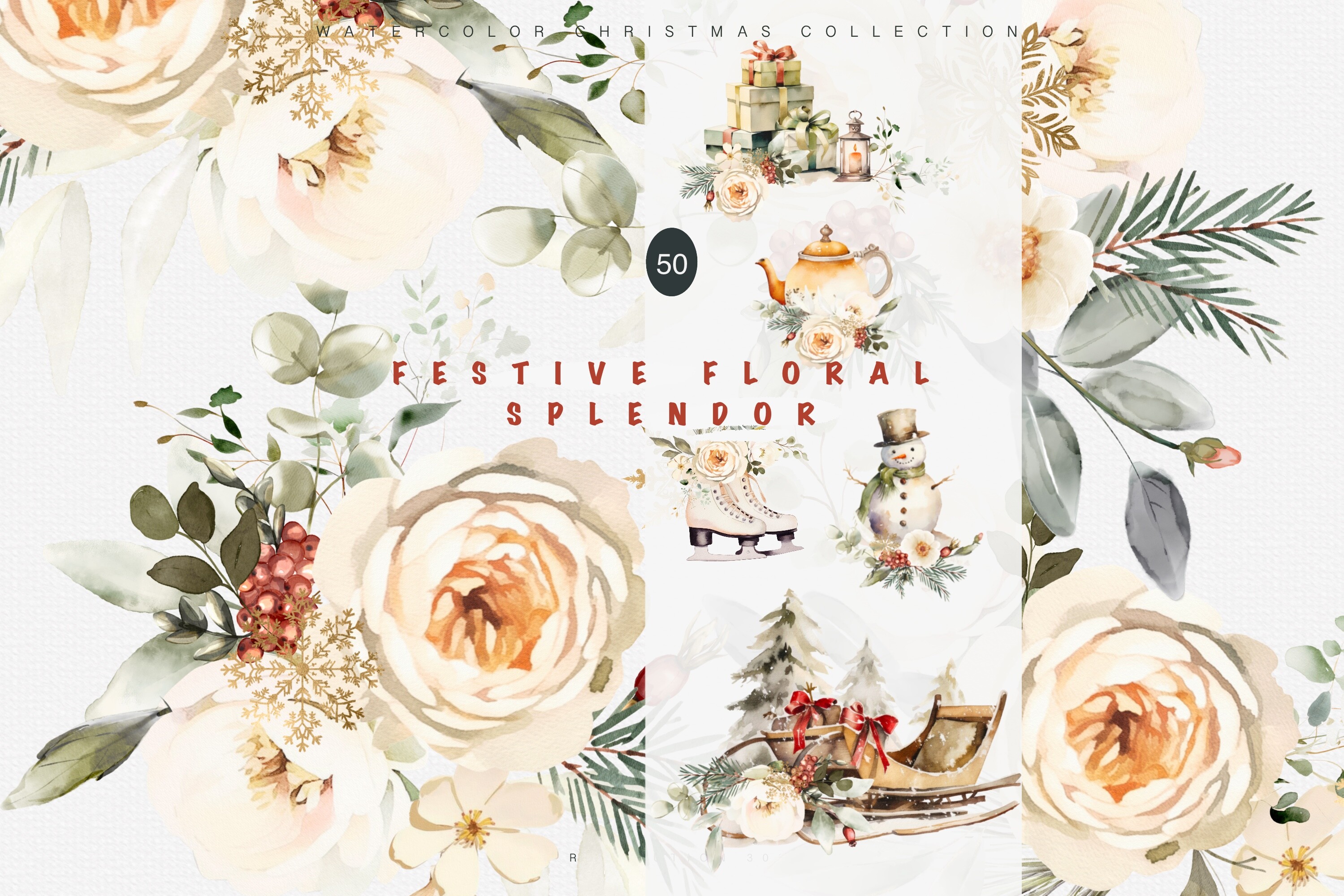 Christmas Watercolor Clipart Graphic by Patishop Art · Creative Fabrica