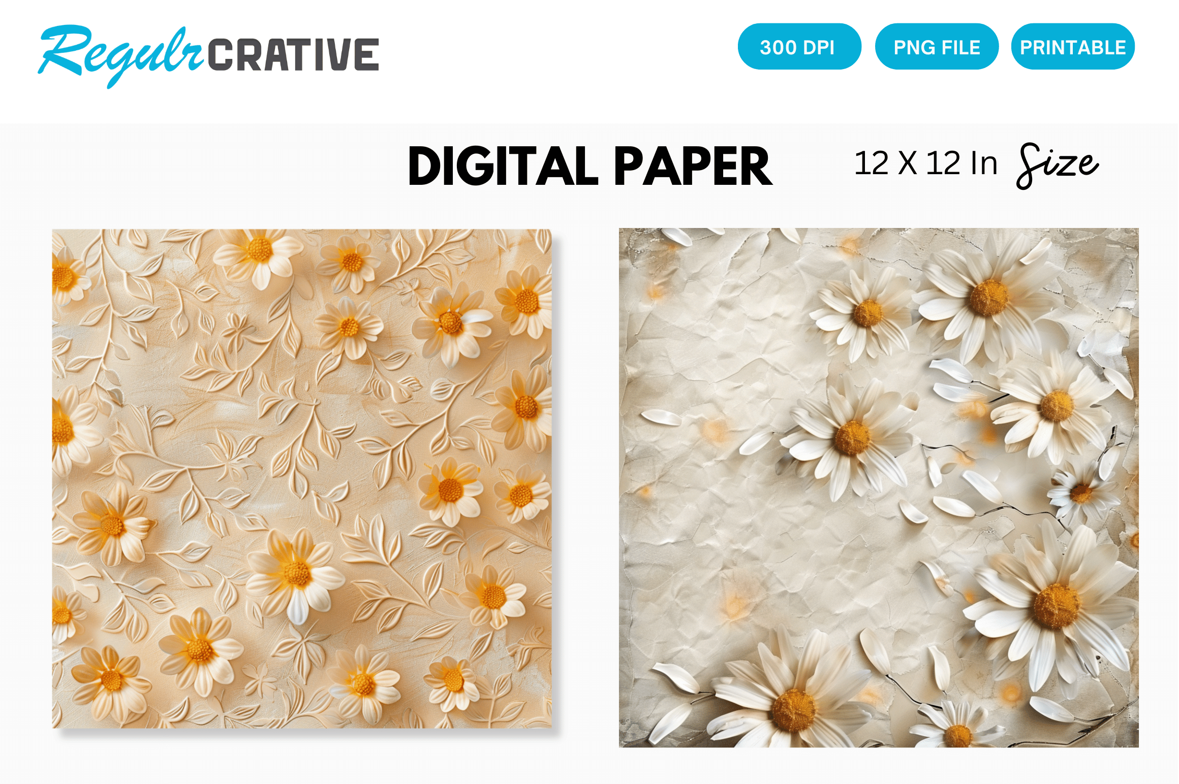 Cute Pastel Daisy Flowers Digital Paper Graphic by Regulrcrative ...