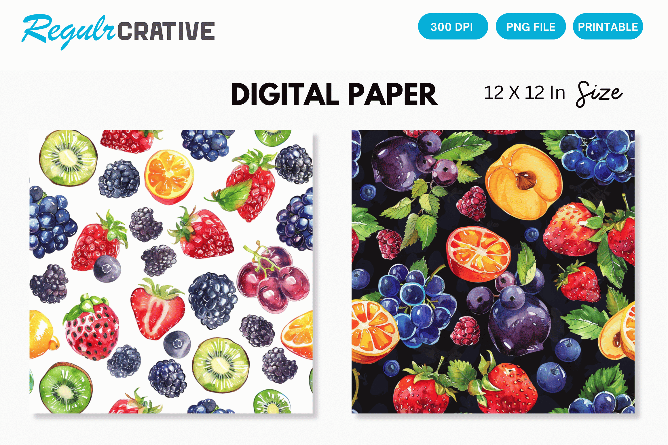 Fruit and Vegetable Digital Paper Graphic by Regulrcrative · Creative ...