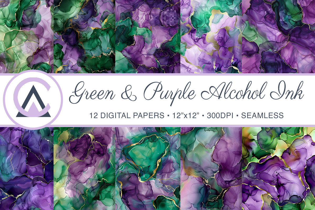 Green & Purple Alcohol Ink Backgrounds Graphic by ArtCursor · Creative ...