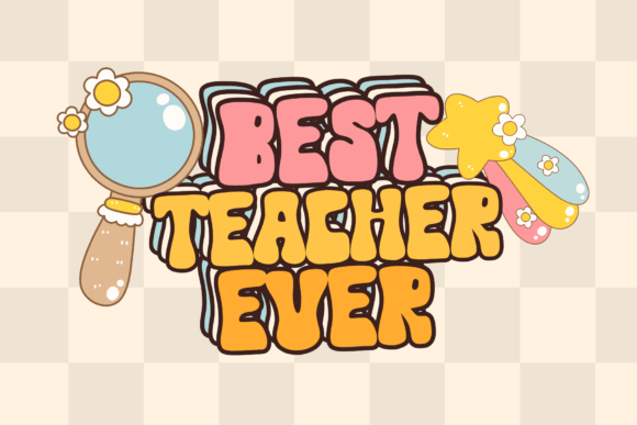 Groovy Teacher Font PNG with transparent background - Preview 1