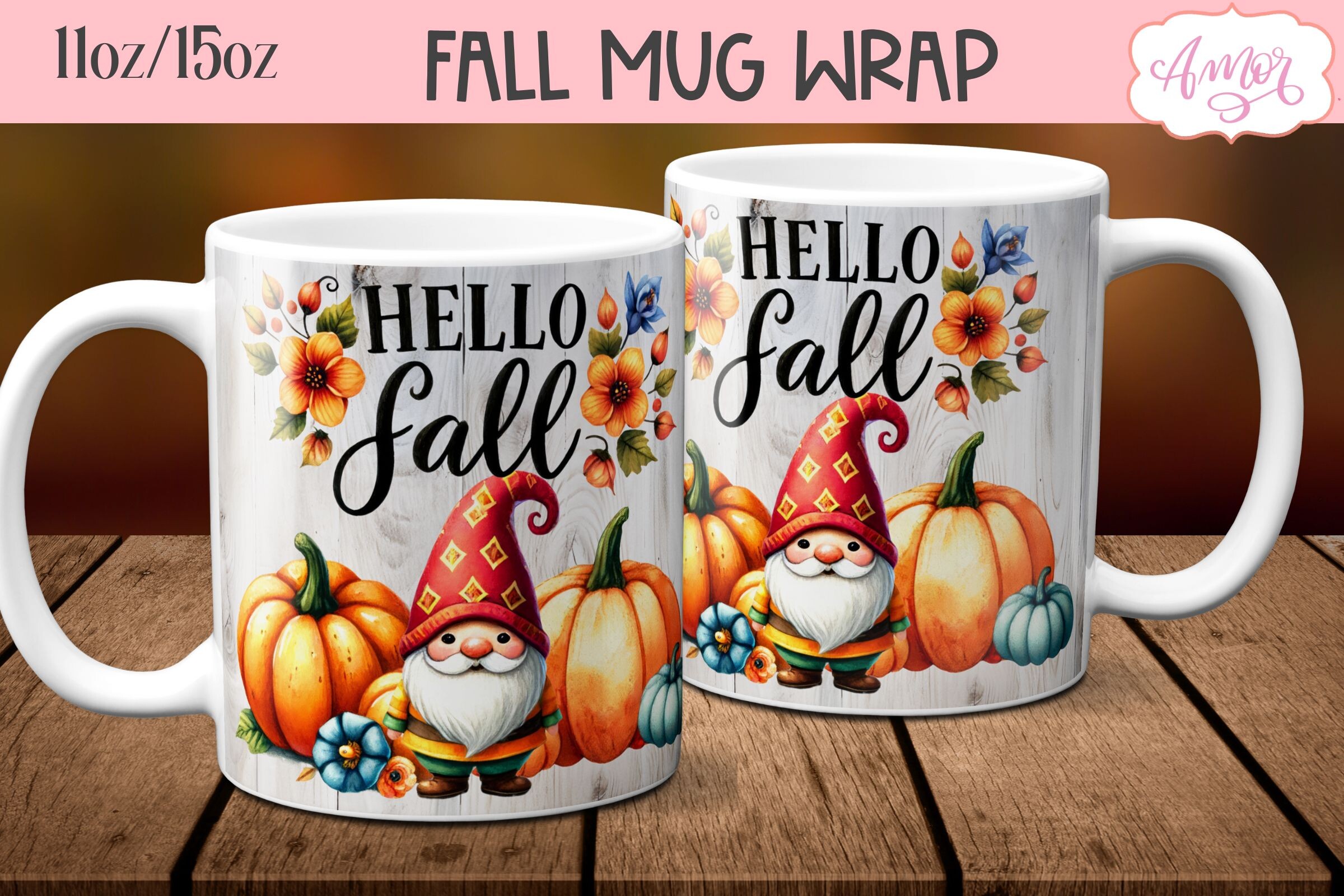 Hello Fall Mug Wrap Sublimation Graphic by Amorclipart · Creative Fabrica