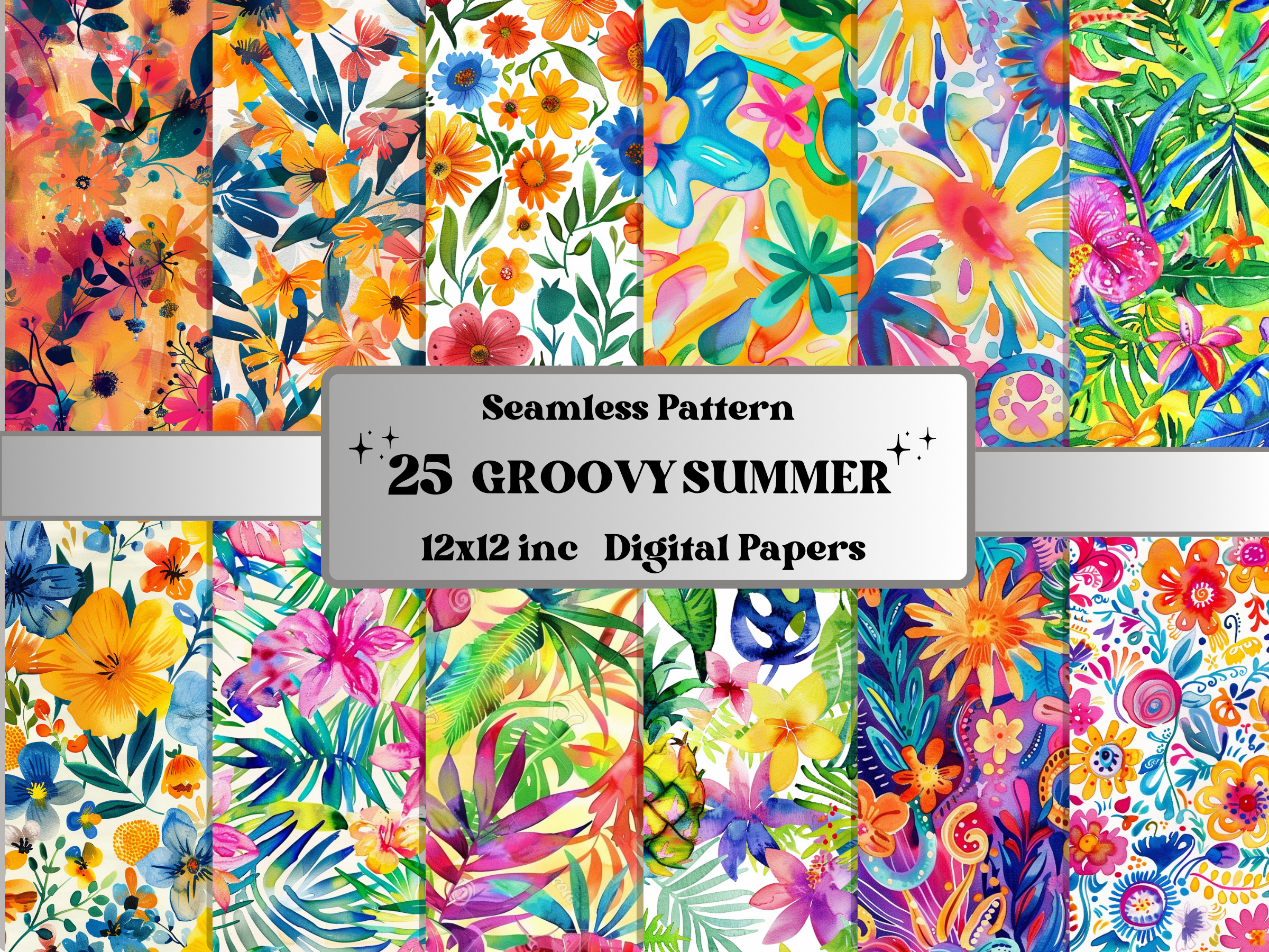 Seamless Groovy Retro Summer Pattern Graphic by giraffecreativestudio ...