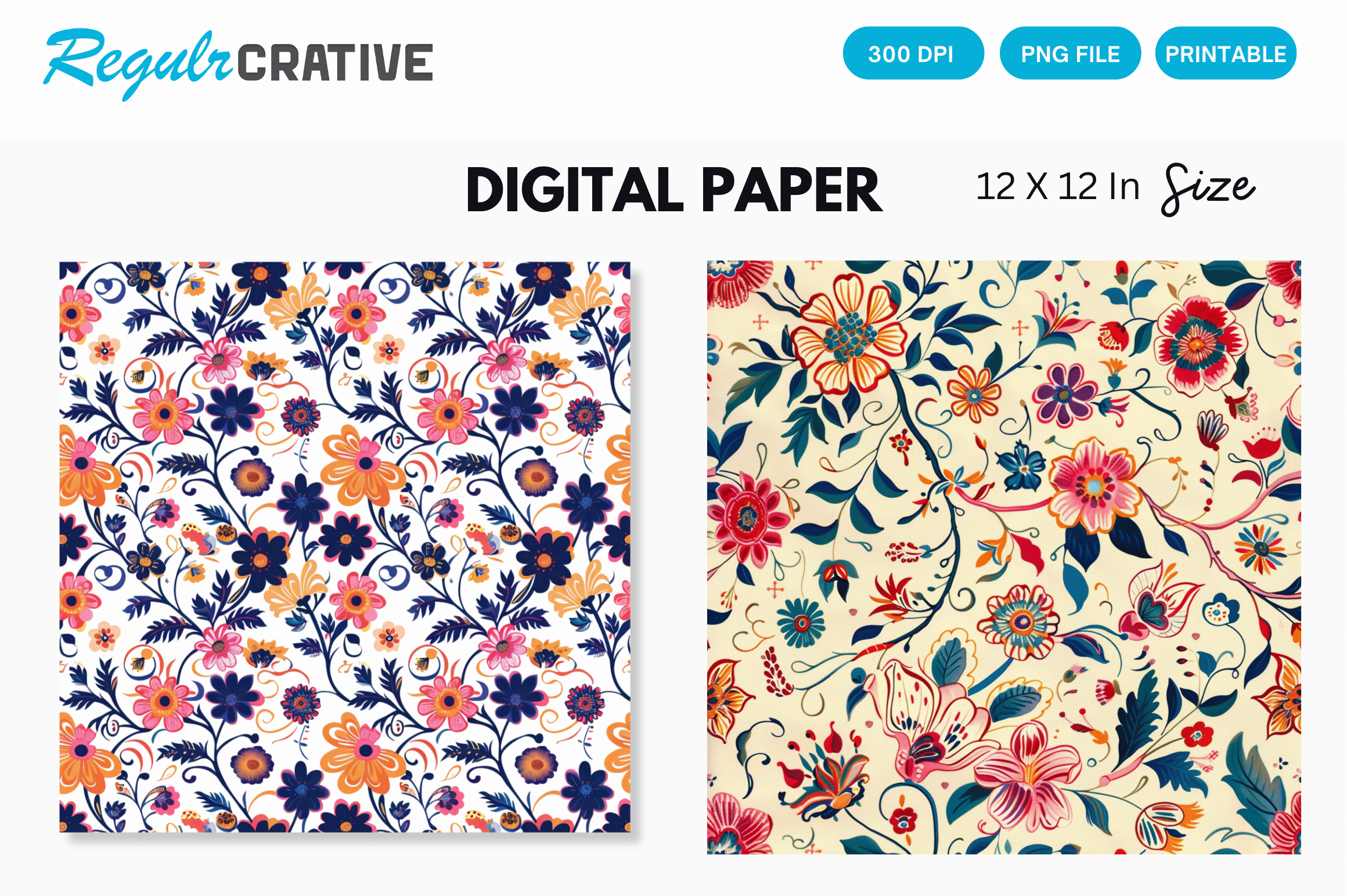 Watercolor Boho Floral Seamless Pattern Graphic by Regulrcrative ...