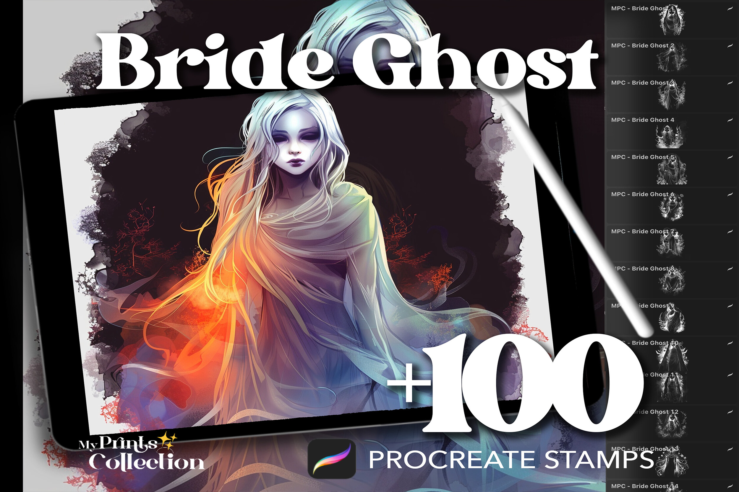 100+ Procreate Bride Ghost Stamps Graphic by myprintscollection ...