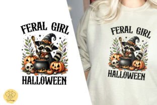 Feral Girl Halloween Funny Raccoon PNG Graphic by BeeDrawings ...