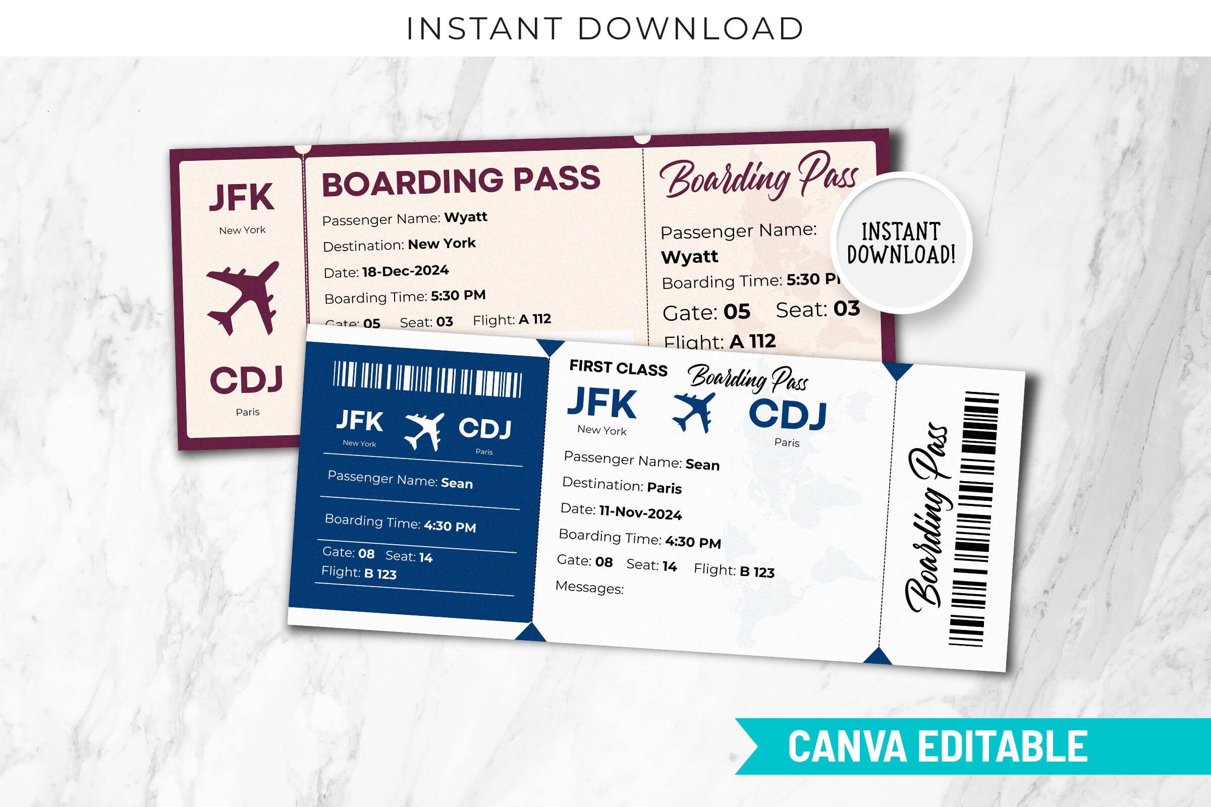 New York Boarding Canva Ticket Template