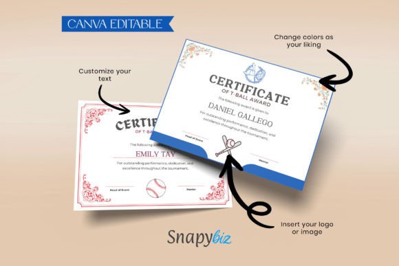 T-Ball Victory Certificates Templates