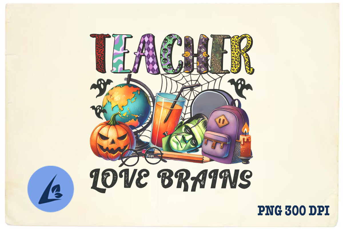 Teachers Love Brains Pumpkin PNG