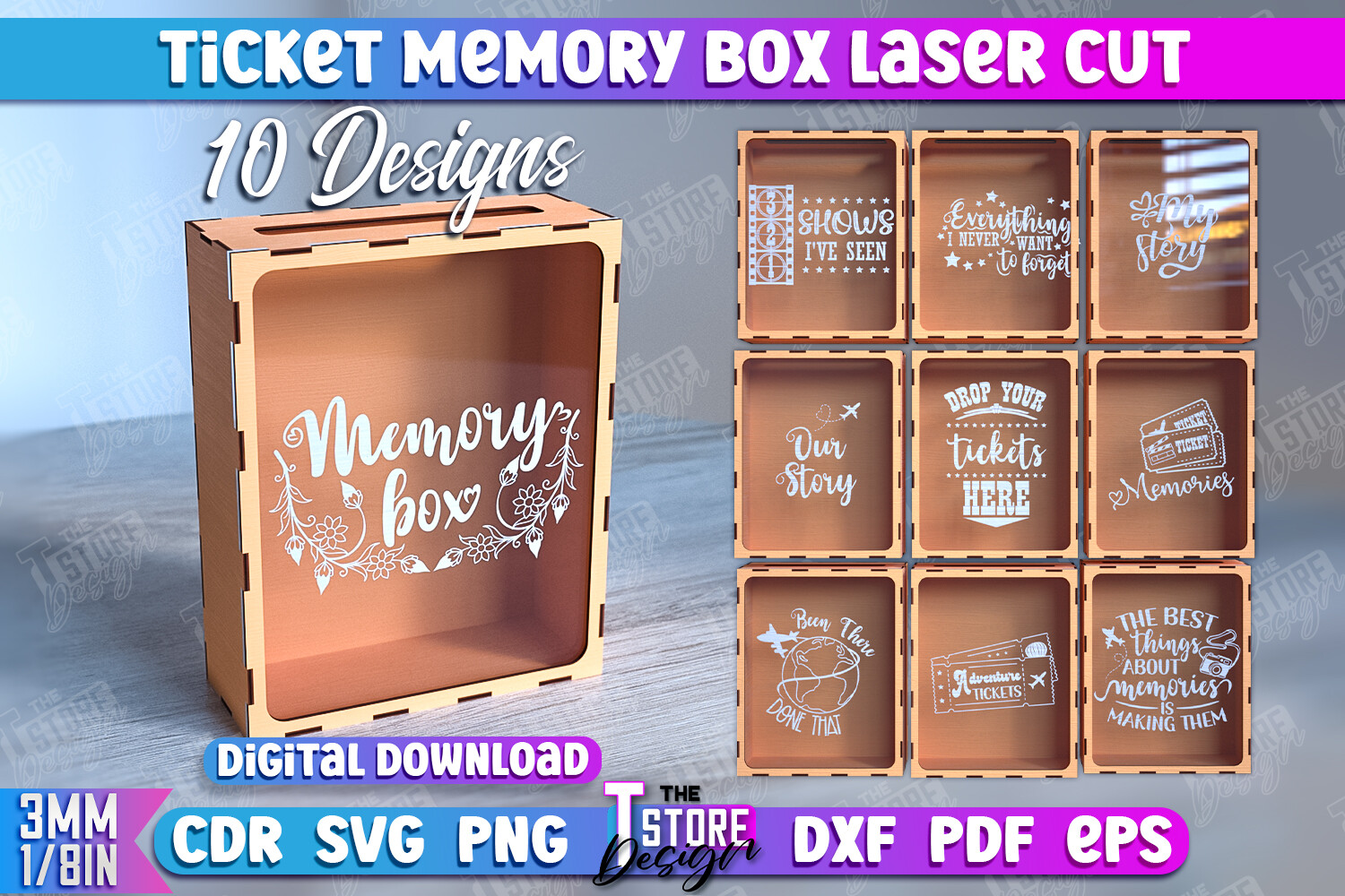 Ticket Stub Memory Box Laser Cut Bundle · Creative Fabrica