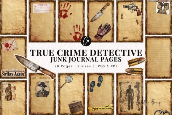 True Crime Detective Junk Journal Pages