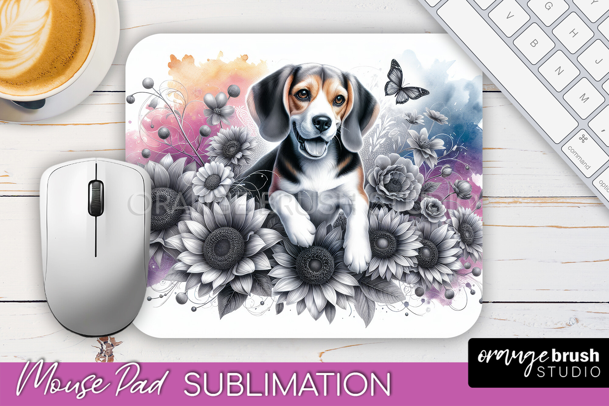Beagle Mouse Pad PNG Graphic by Orange Brush Studio · Creative Fabrica