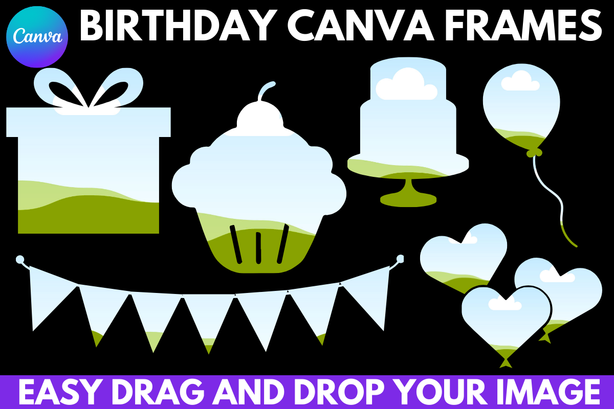 Birthday Canva Frames Template Bundle