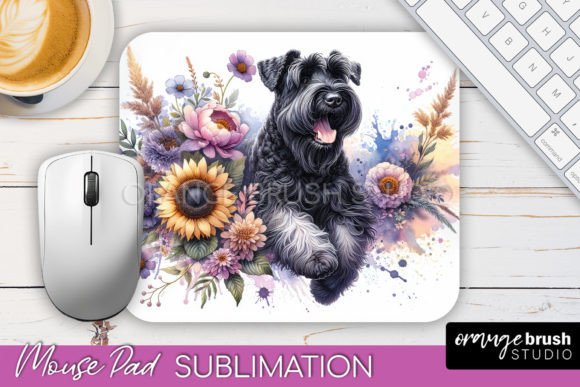 Black Russian Terrier Mouse Pad PNG watercolor sublimation rare breed desk gift