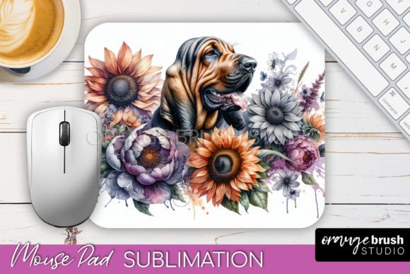 Bloodhound Mouse Pad PNG watercolor sublimation desk gift for dog moms