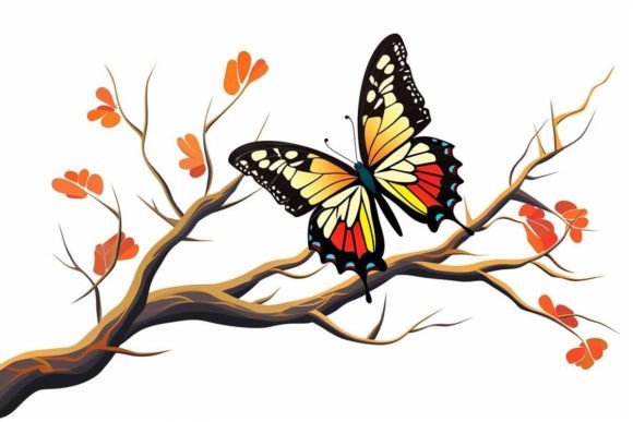 Butterfly Emblem Illustration Design Graphic Crafts By Ranya Art Studio