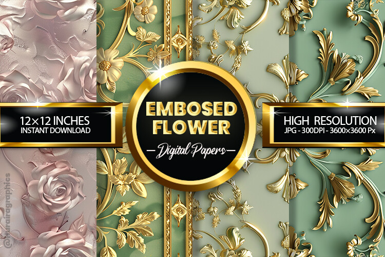Embosed Flower Digital Papers Graphic by Hurairagraphics · Creative Fabrica